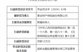 紫金保险因欺骗投保人被罚12万元