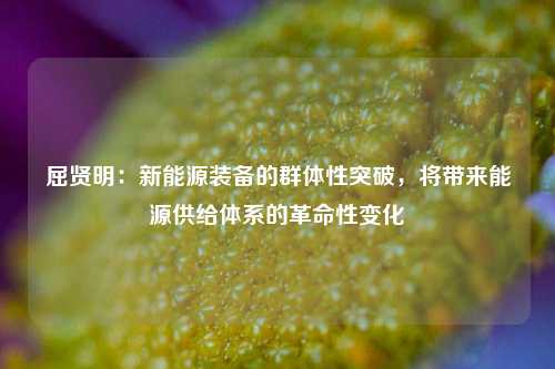 屈贤明：新能源装备的群体性突破，将带来能源供给体系的革命性变化